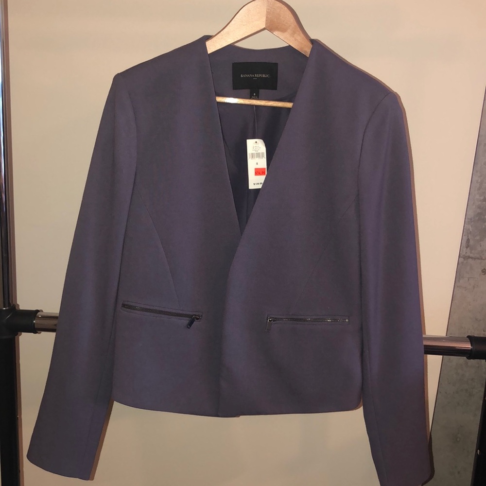 Banana Republic Purple Open Blazer with Zippers